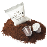 Morola Intenso capsule on coffee powder